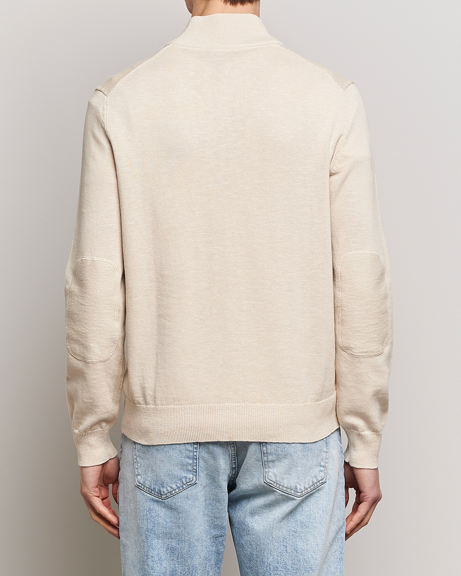 Herr | Tröjor | Morris | Harold Cotton/Linen Summer Half Zip Ecru