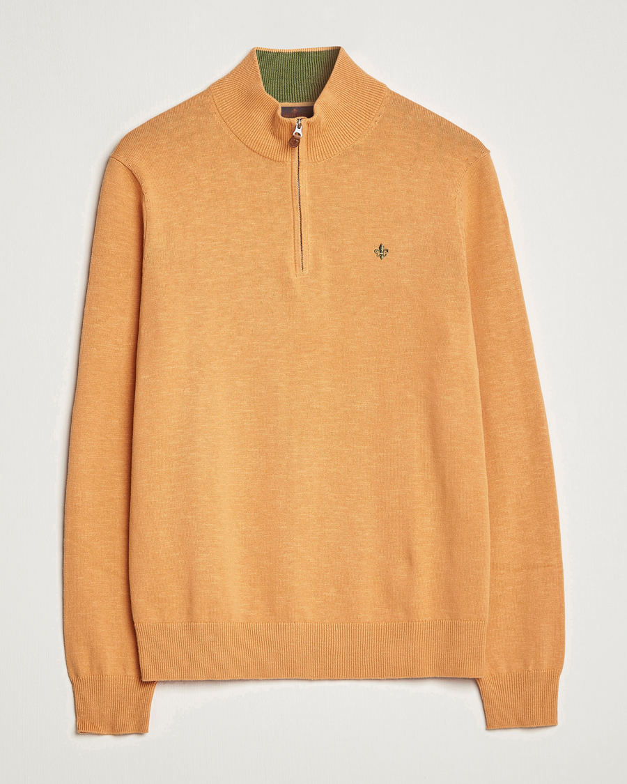 Herr | Tröjor | Morris | Harold Cotton/Linen Summer Half Zip Orange