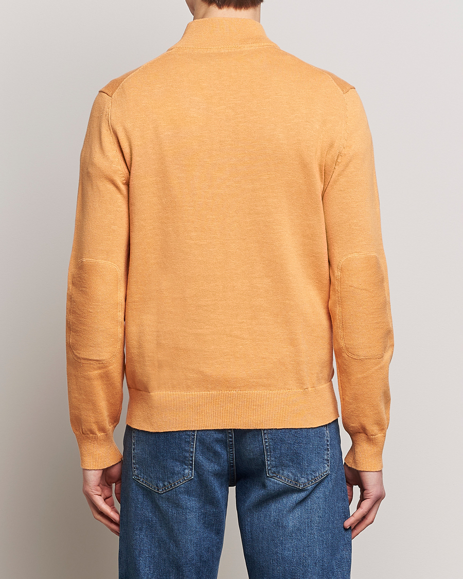 Herr | Tröjor | Morris | Harold Cotton/Linen Summer Half Zip Orange