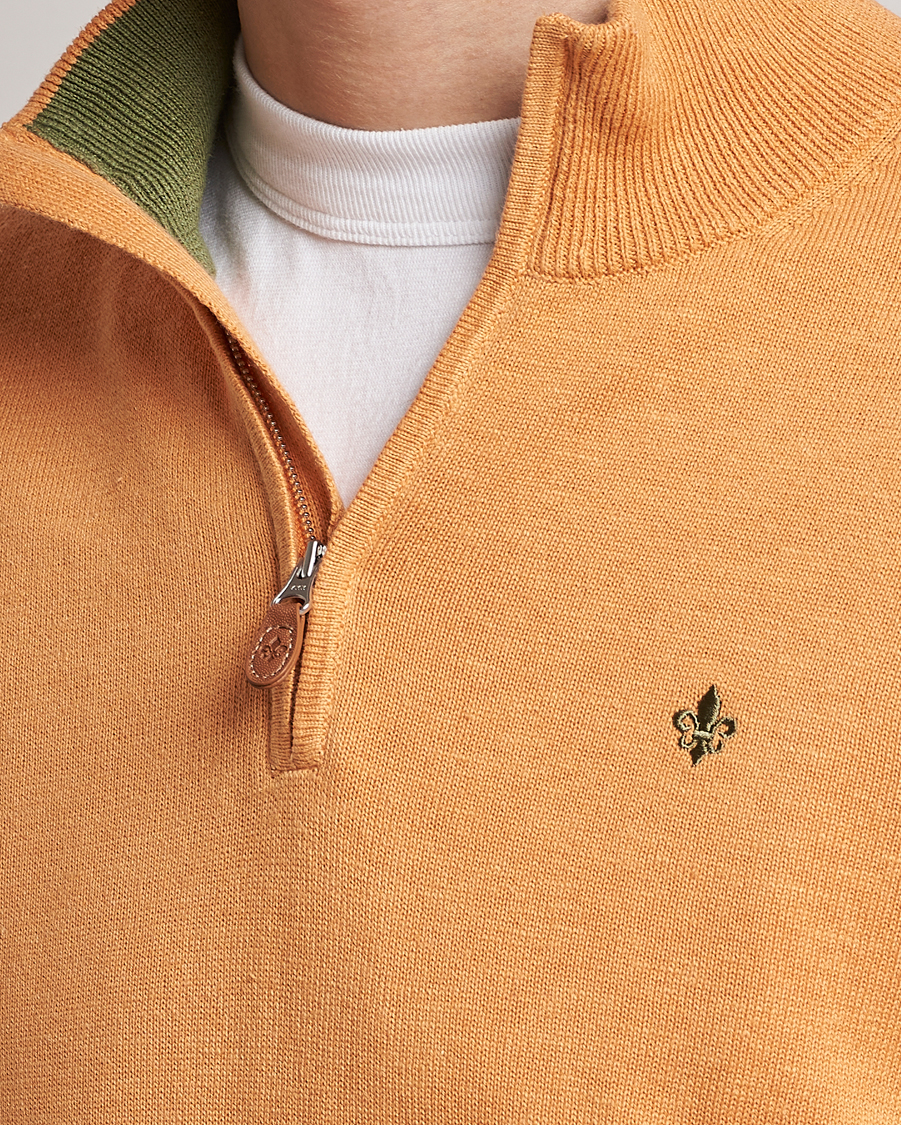 Herr | Tröjor | Morris | Harold Cotton/Linen Summer Half Zip Orange
