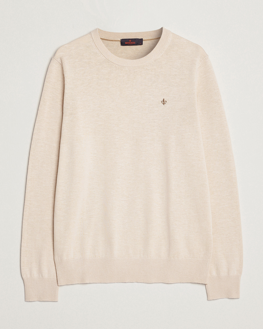 Herr | Tröjor | Morris | Harold Cotton/Linen Summer Crew Neck Off White