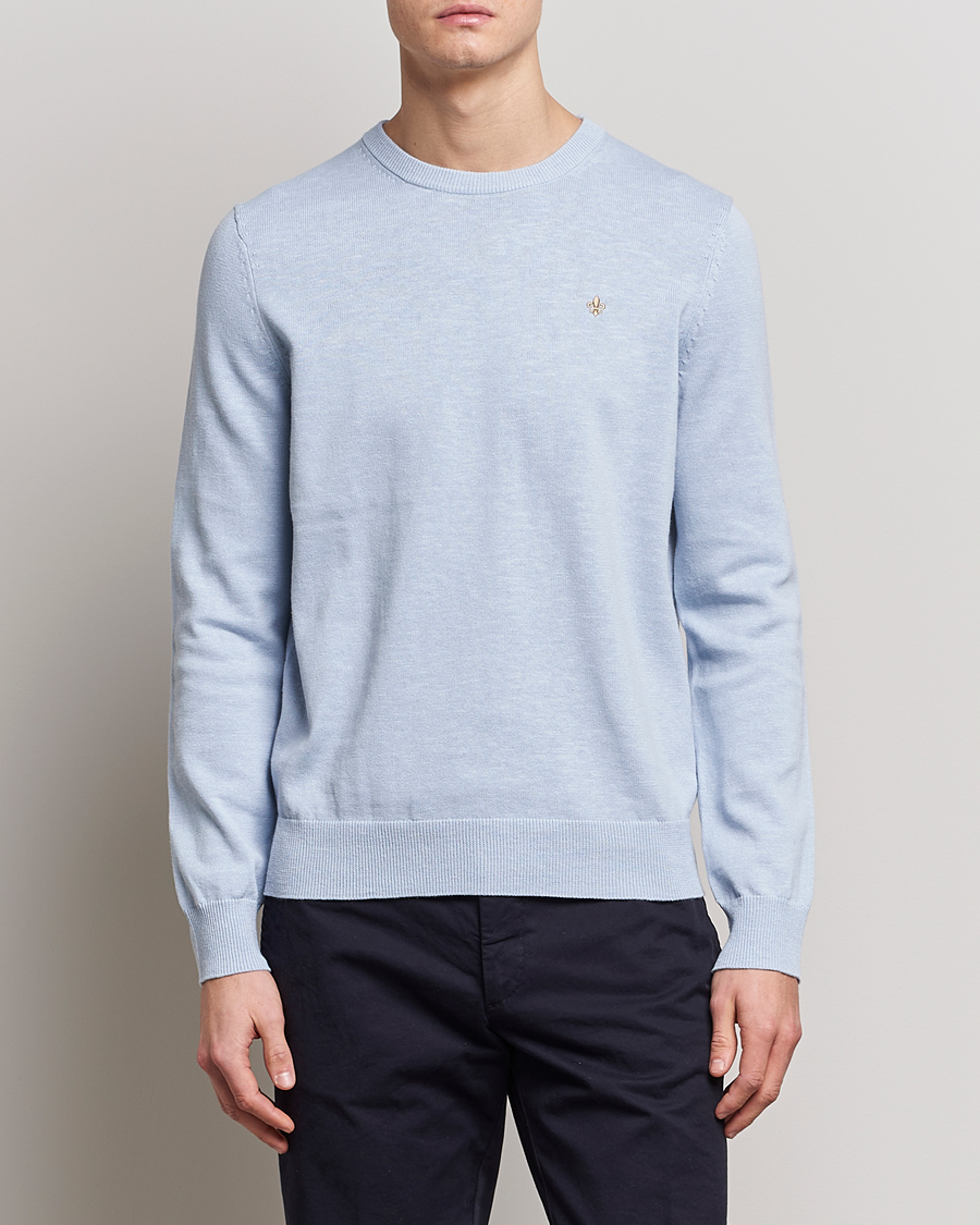 Herr | Tröjor | Morris | Harold Cotton/Linen Summer Crew Neck Light Blue