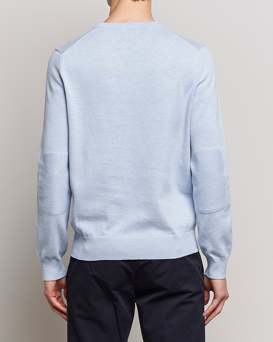 Herr | Tröjor | Morris | Harold Cotton/Linen Summer Crew Neck Light Blue