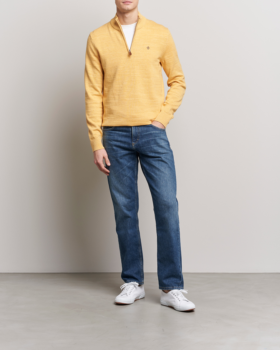 Herr | Tröjor | Morris | Randall Cotton Half Zip Yellow
