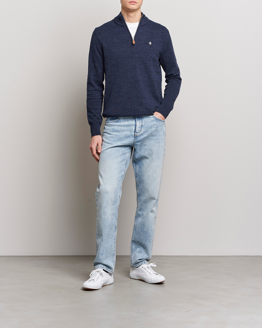 Herr | Tröjor | Morris | Randall Cotton Half Zip Navy