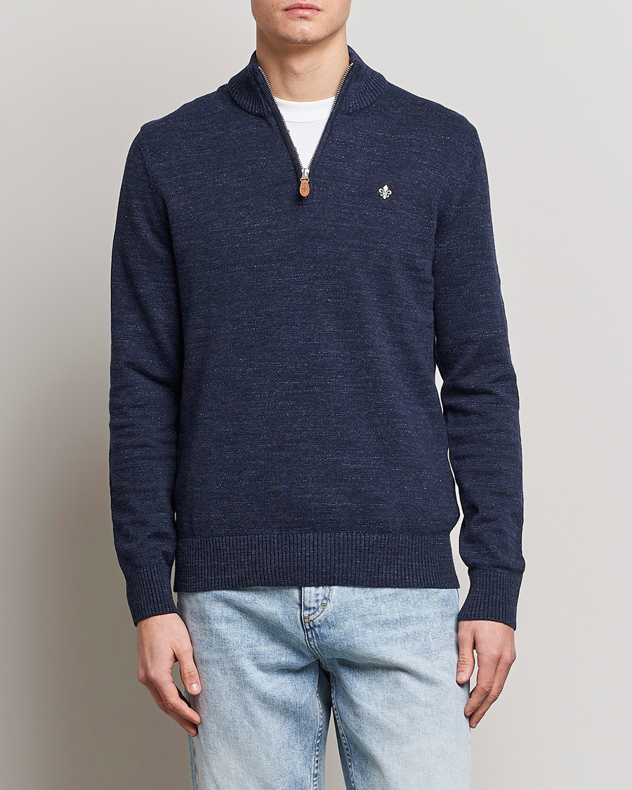 Herr | Tröjor | Morris | Randall Cotton Half Zip Navy