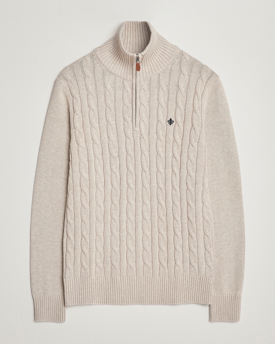 Herr | Tröjor | Morris | Raymond Cable Half Zip Khaki