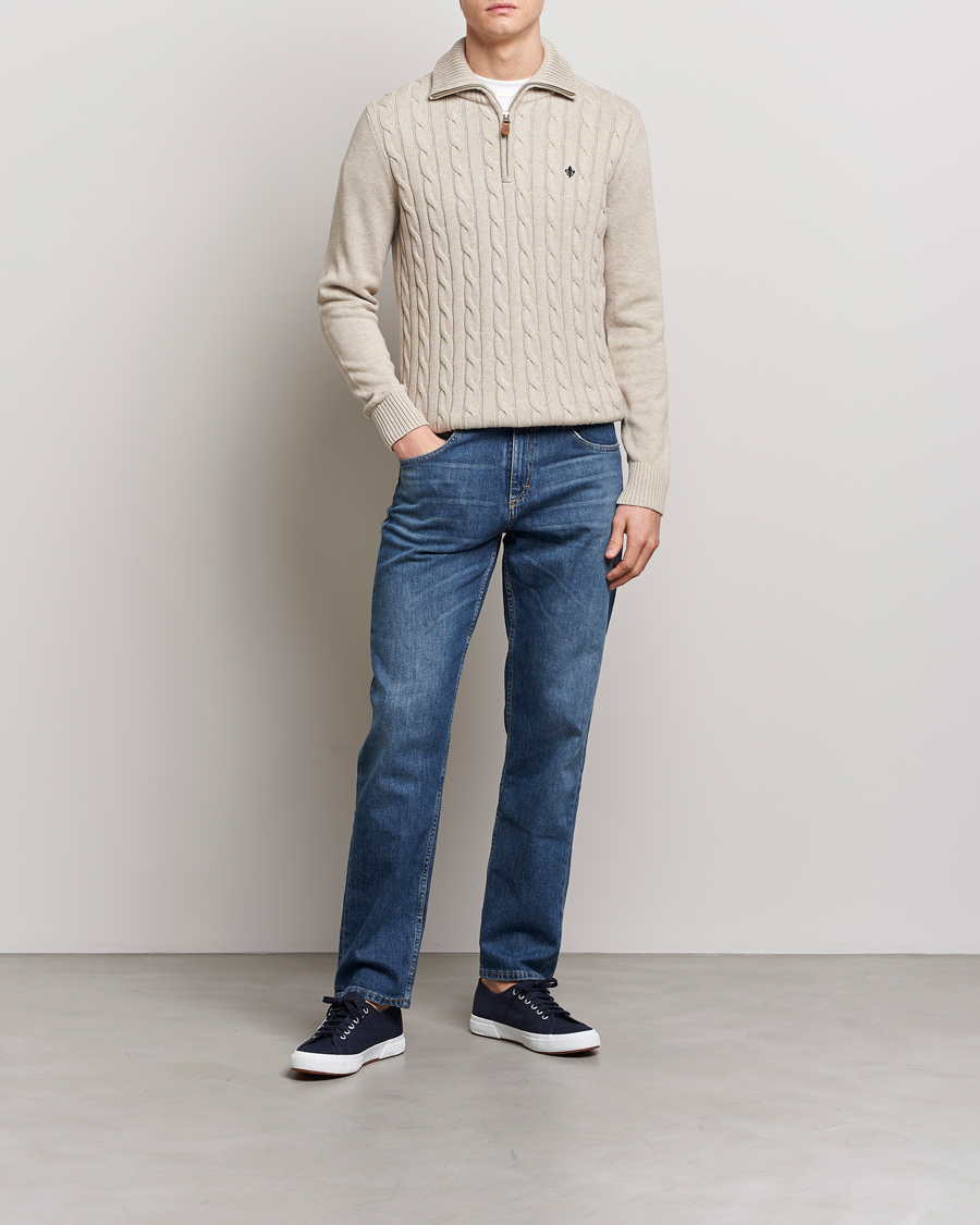Herr | Tröjor | Morris | Raymond Cable Half Zip Khaki