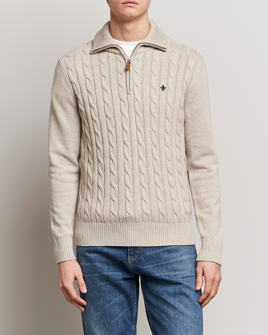 Herr | Tröjor | Morris | Raymond Cable Half Zip Khaki