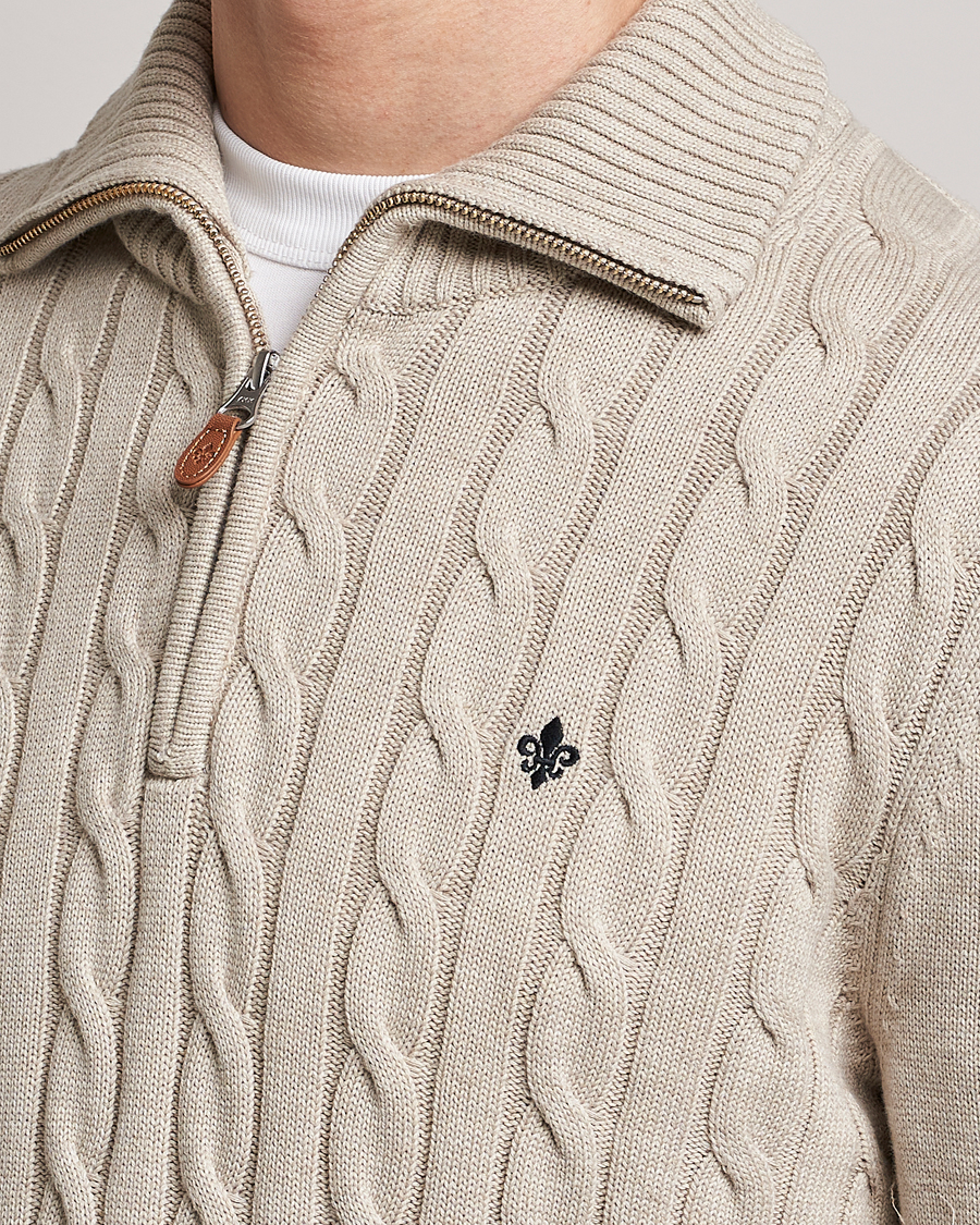 Herr | Tröjor | Morris | Raymond Cable Half Zip Khaki