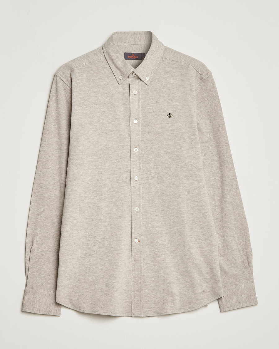 Herr | Skjortor | Morris | Ivory Jersey Button Down Shirt Beige