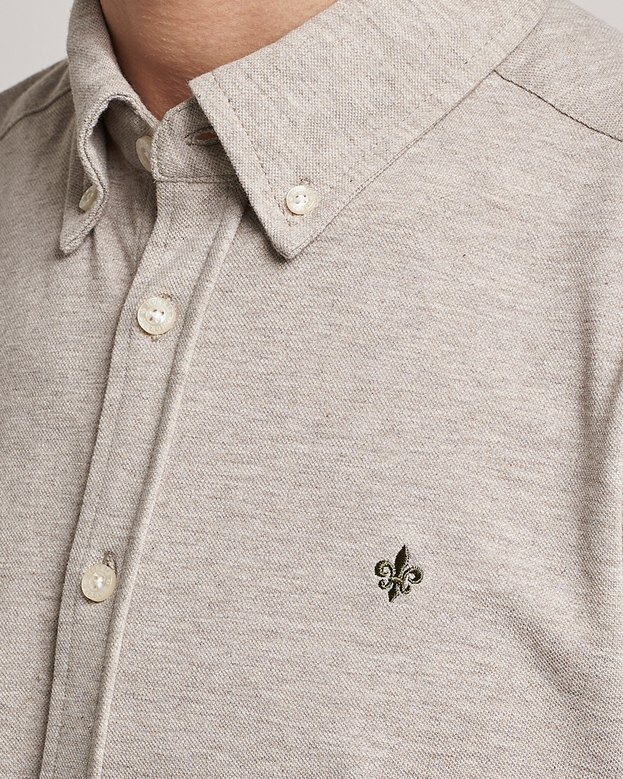 Herr | Skjortor | Morris | Ivory Jersey Button Down Shirt Beige
