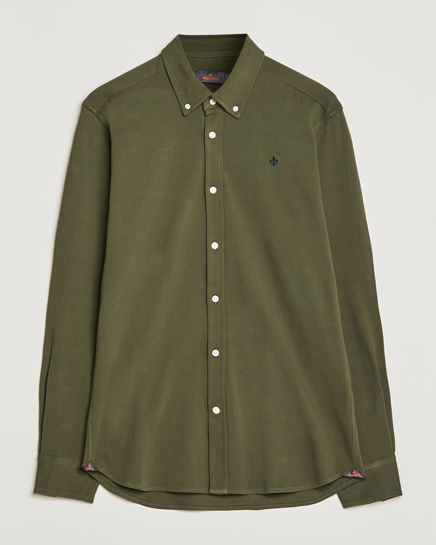 Herr | Skjortor | Morris | Ivory Jersey Button Down Shirt Green