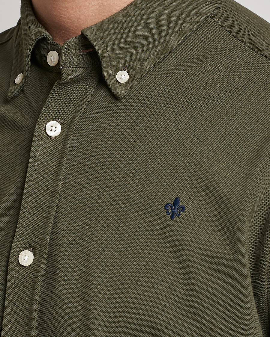 Herr | Skjortor | Morris | Ivory Jersey Button Down Shirt Green
