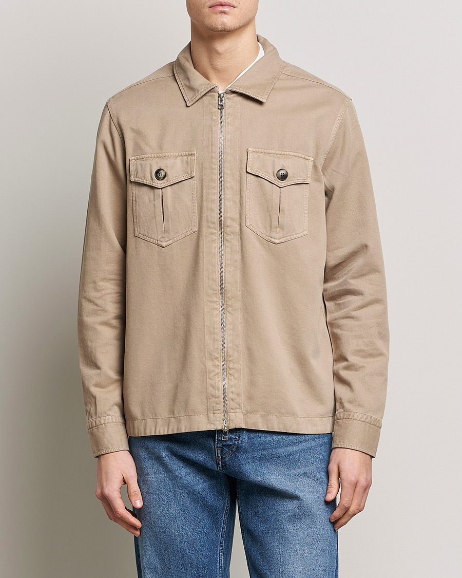 Herr | Skjortjackor | Morris | Brayden Zip Overshirt Khaki