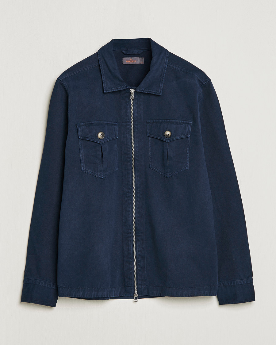 Herr | Skjortor | Morris | Brayden Zip Overshirt Old Blue
