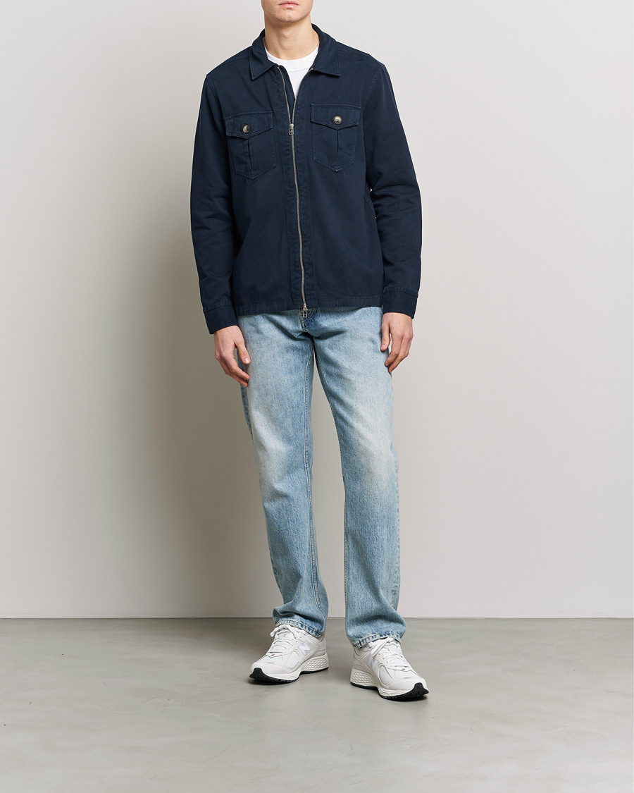 Herr | Skjortor | Morris | Brayden Zip Overshirt Old Blue