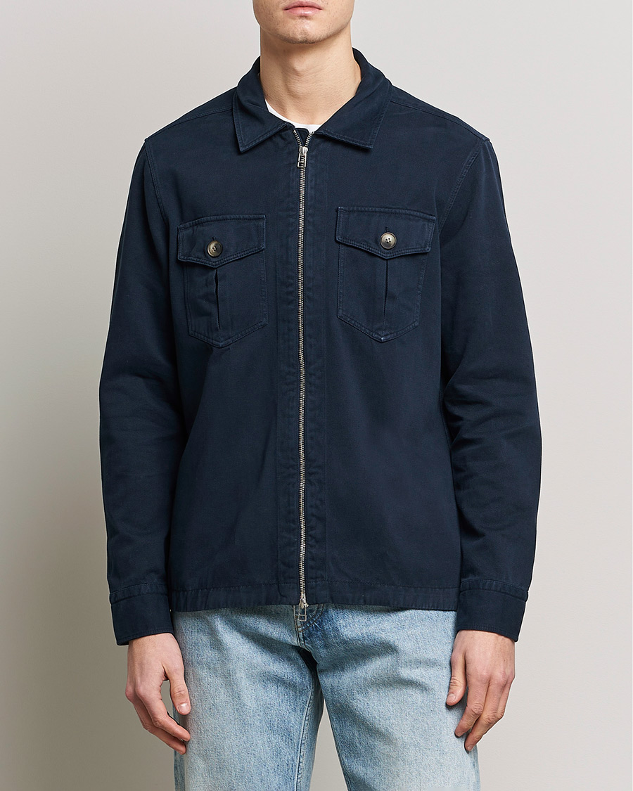 Herr | Skjortor | Morris | Brayden Zip Overshirt Old Blue