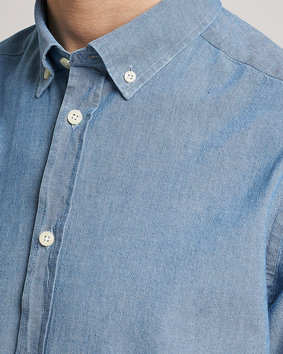 Herr | Skjortor | Morris | John Chambray Button Down Shirt Light Blue