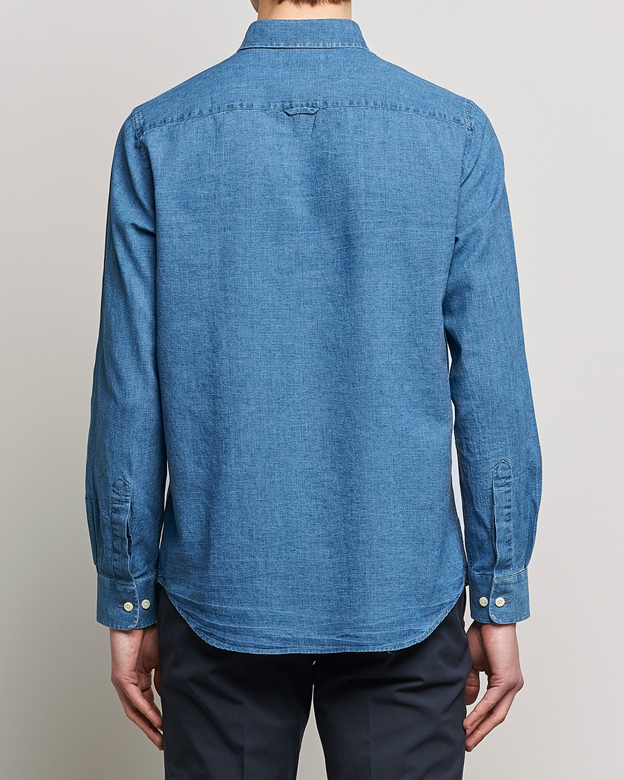 Herr | Skjortor | Morris | Cotton /Linen Indigo Button Down Shirt Medium Blue