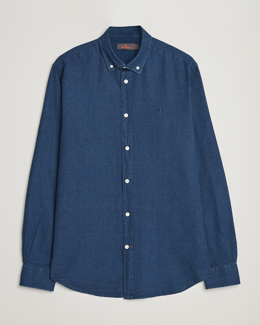 Herr | Skjortor | Morris | Cotton /Linen Indigo Button Down Shirt Dark Blue