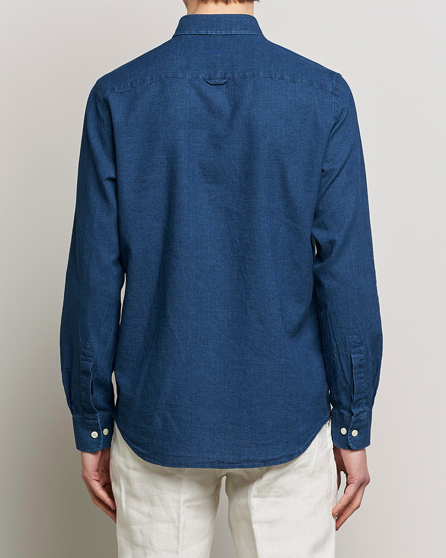 Herr | Skjortor | Morris | Cotton /Linen Indigo Button Down Shirt Dark Blue