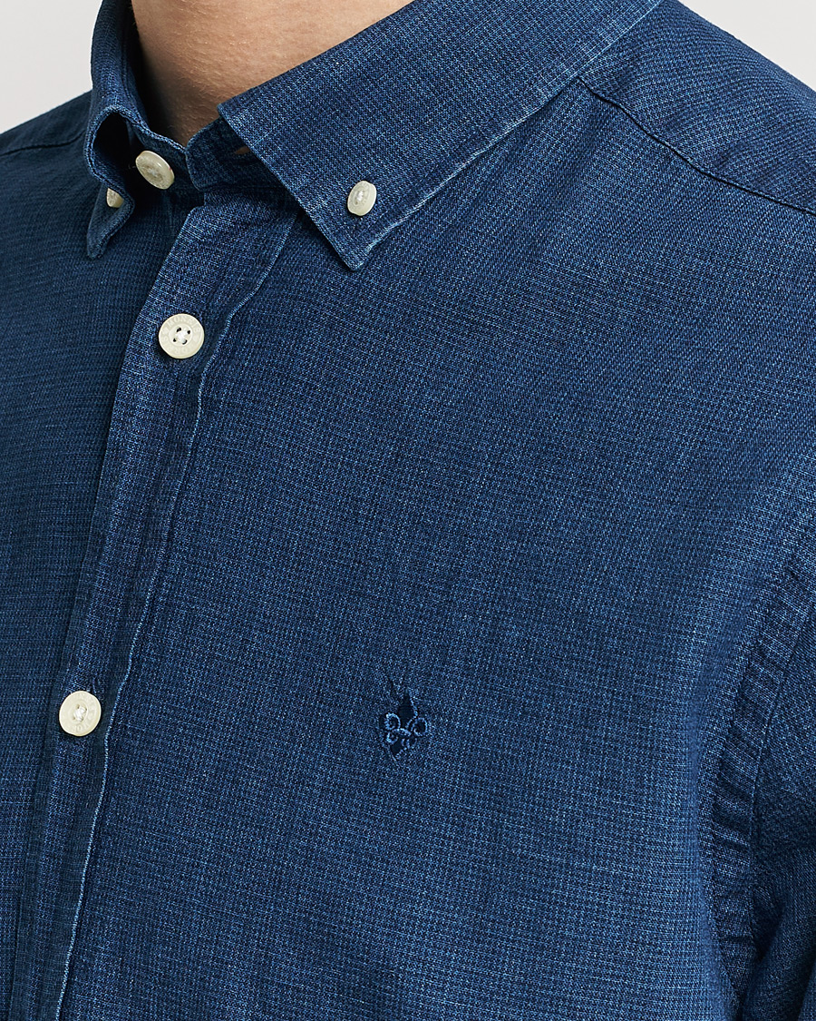 Herr | Skjortor | Morris | Cotton /Linen Indigo Button Down Shirt Dark Blue
