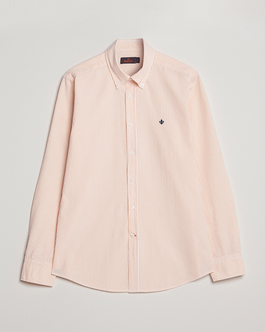 Herr | Skjortor | Morris | Seersucker Button Down Shirt Orange/White