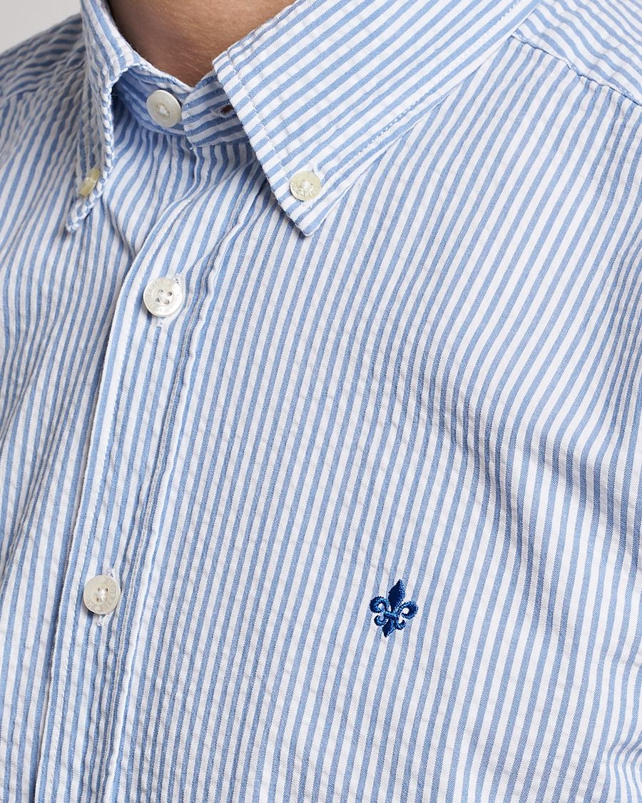 Herr | Skjortor | Morris | Seersucker Button Down Shirt Light Blue/White