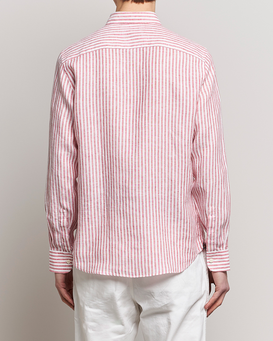Herr | Skjortor | Morris | Douglas Linen Button Down Striped Shirt Orange/White