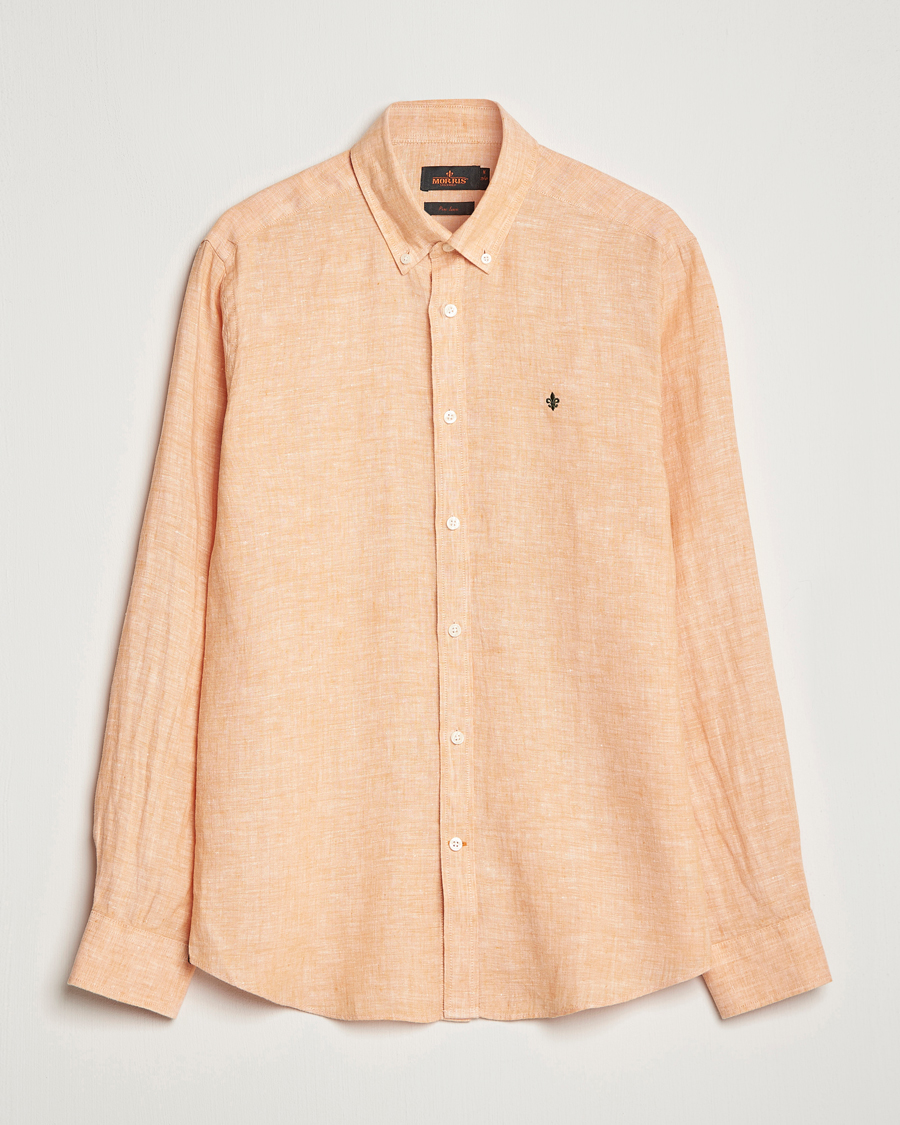 Herr | Skjortor | Morris | Douglas Linen Button Down Shirt Orange