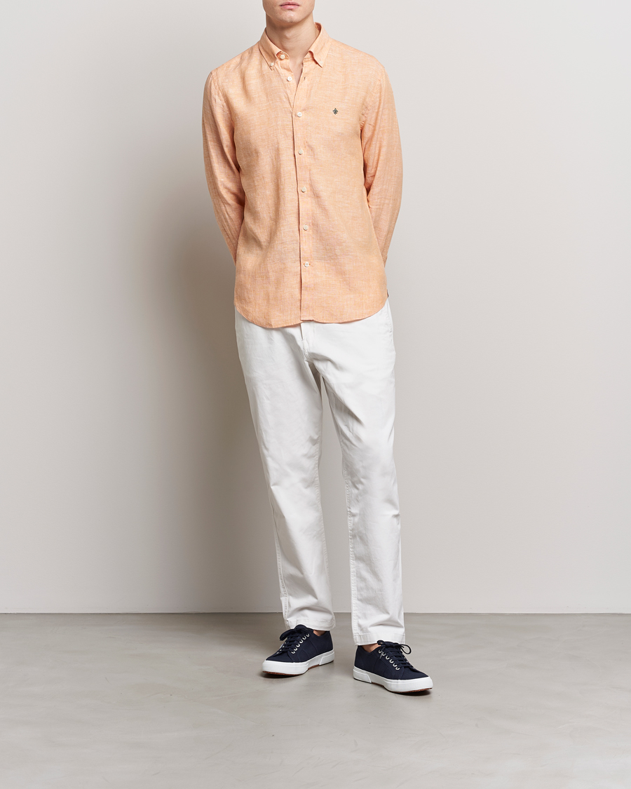 Herr | Skjortor | Morris | Douglas Linen Button Down Shirt Orange