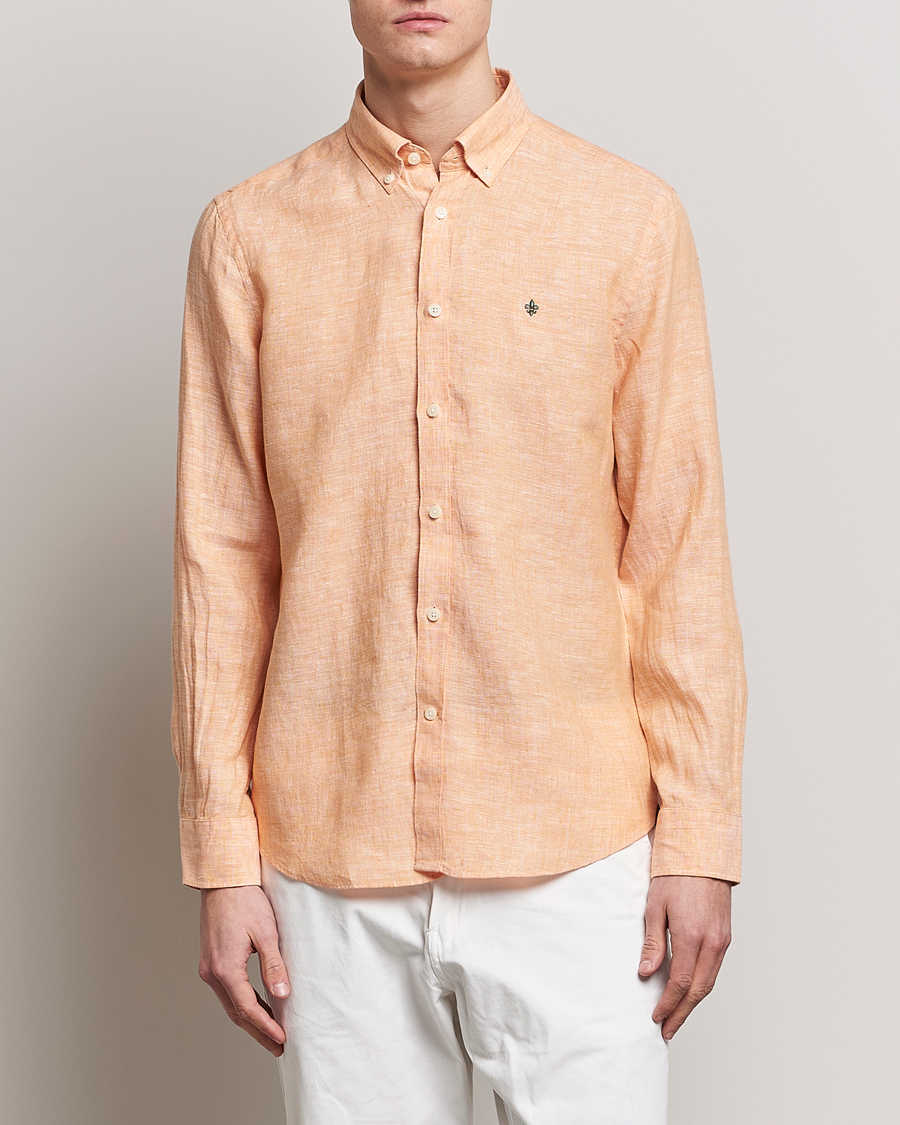 Herr | Linneskjortor | Morris | Douglas Linen Button Down Shirt Orange