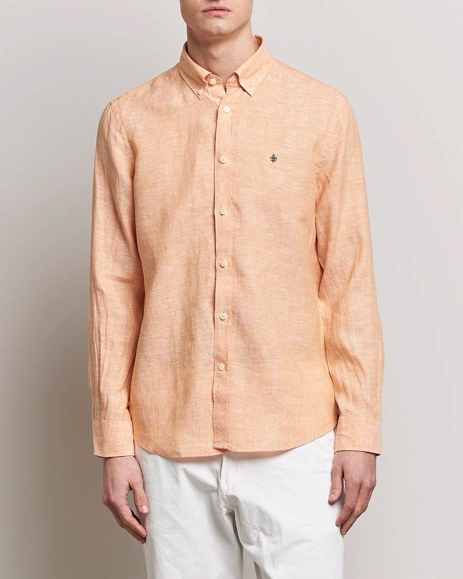 Herr |  | Morris | Douglas Linen Button Down Shirt Orange