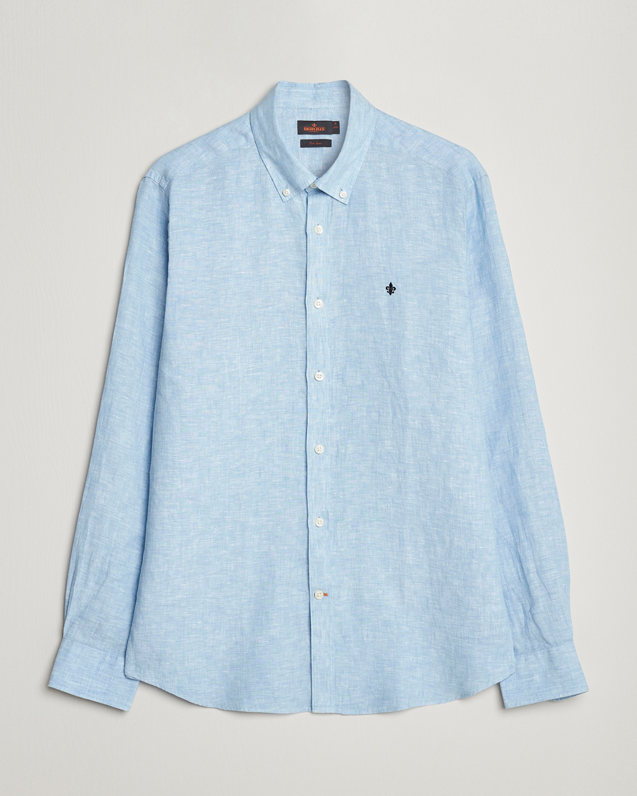 Herr | Skjortor | Morris | Douglas Linen Button Down Shirt Light Blue