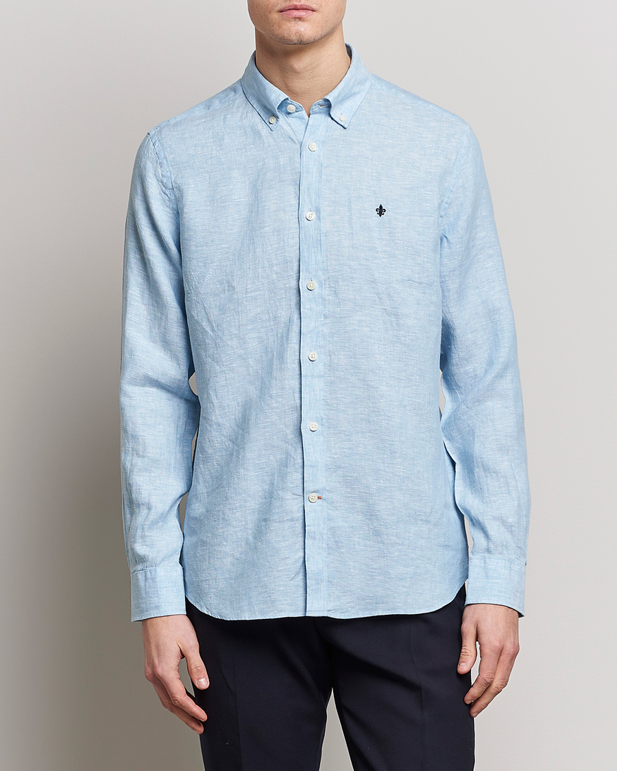 Herr | Linneskjortor | Morris | Douglas Linen Button Down Shirt Light Blue