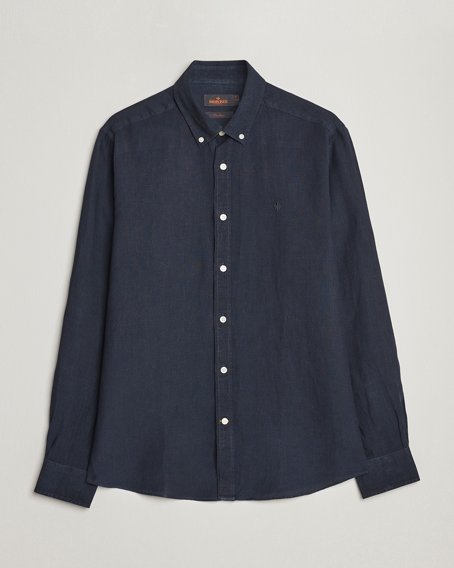 Herr | Skjortor | Morris | Douglas Linen Button Down Shirt Navy