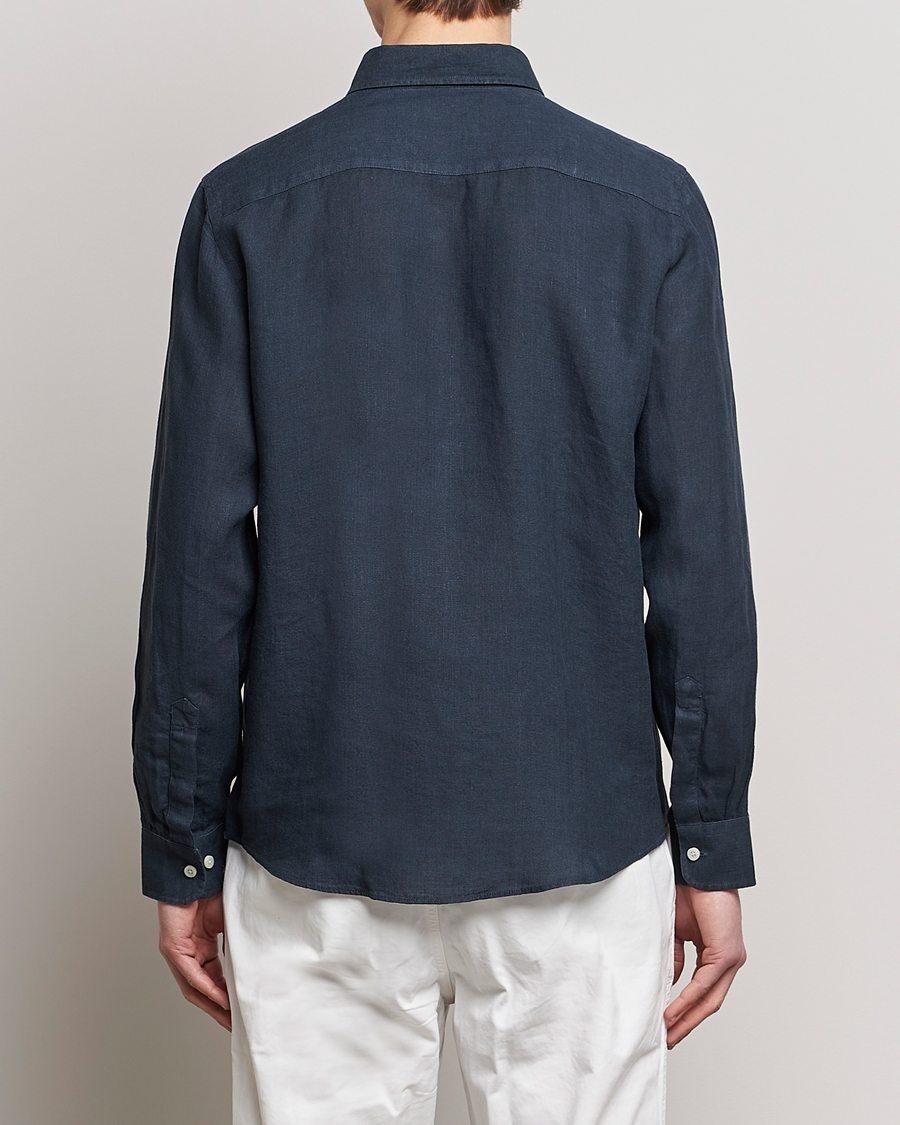 Herr | Skjortor | Morris | Douglas Linen Button Down Shirt Navy