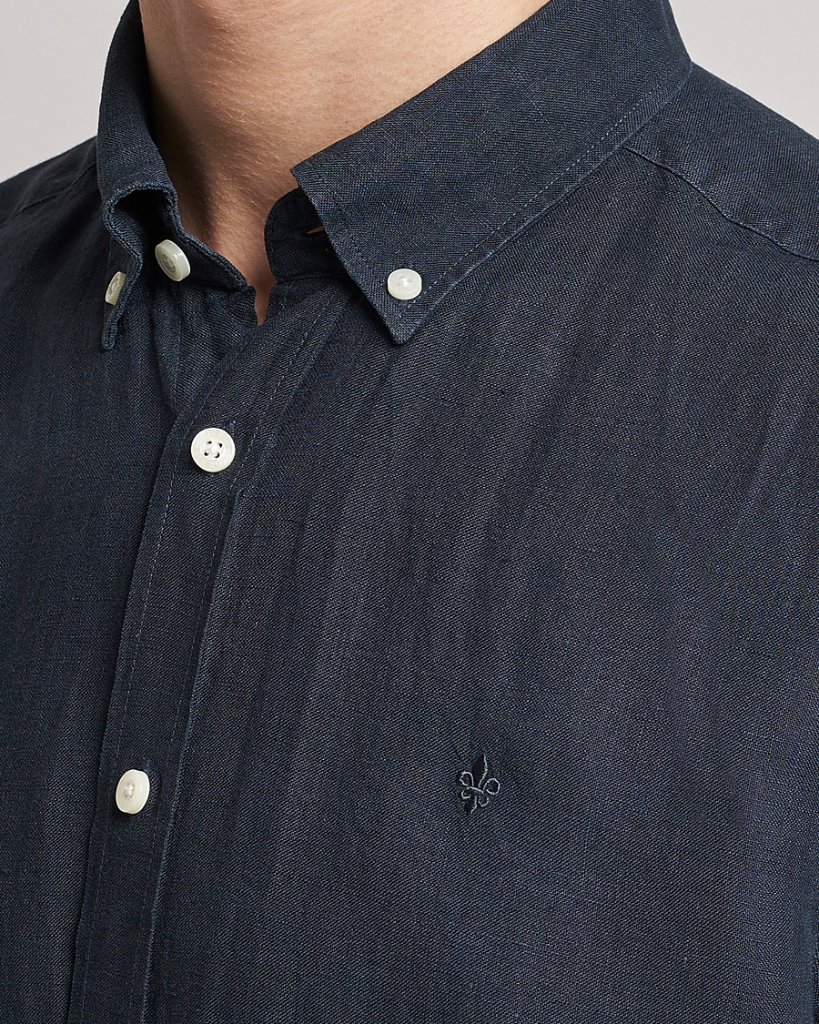 Herr | Skjortor | Morris | Douglas Linen Button Down Shirt Navy