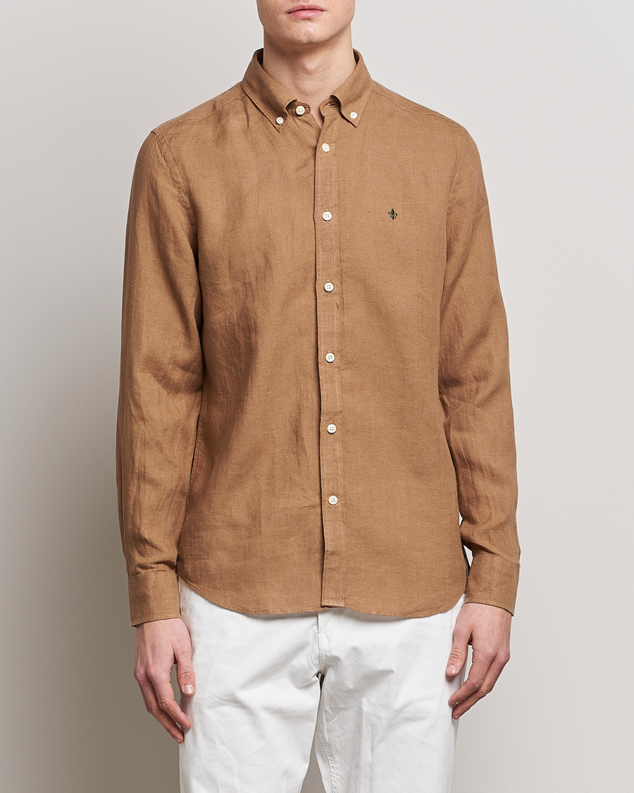 Herr | Skjortor | Morris | Douglas Linen Button Down Shirt Khaki Brown