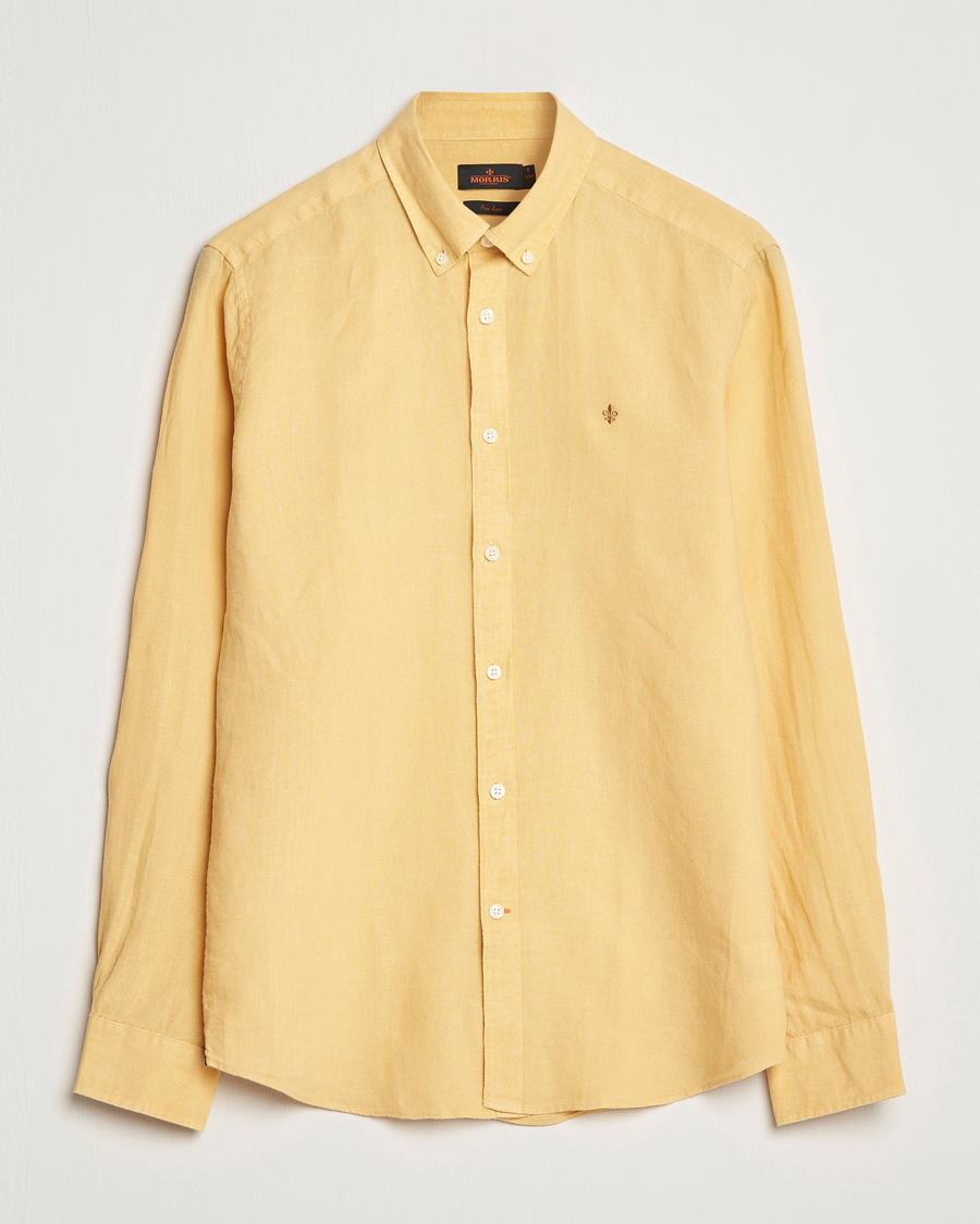 Herr | Skjortor | Morris | Douglas Linen Button Down Shirt Yellow