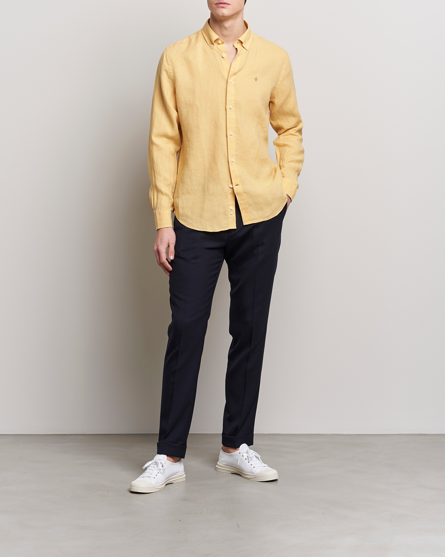 Herr | Skjortor | Morris | Douglas Linen Button Down Shirt Yellow