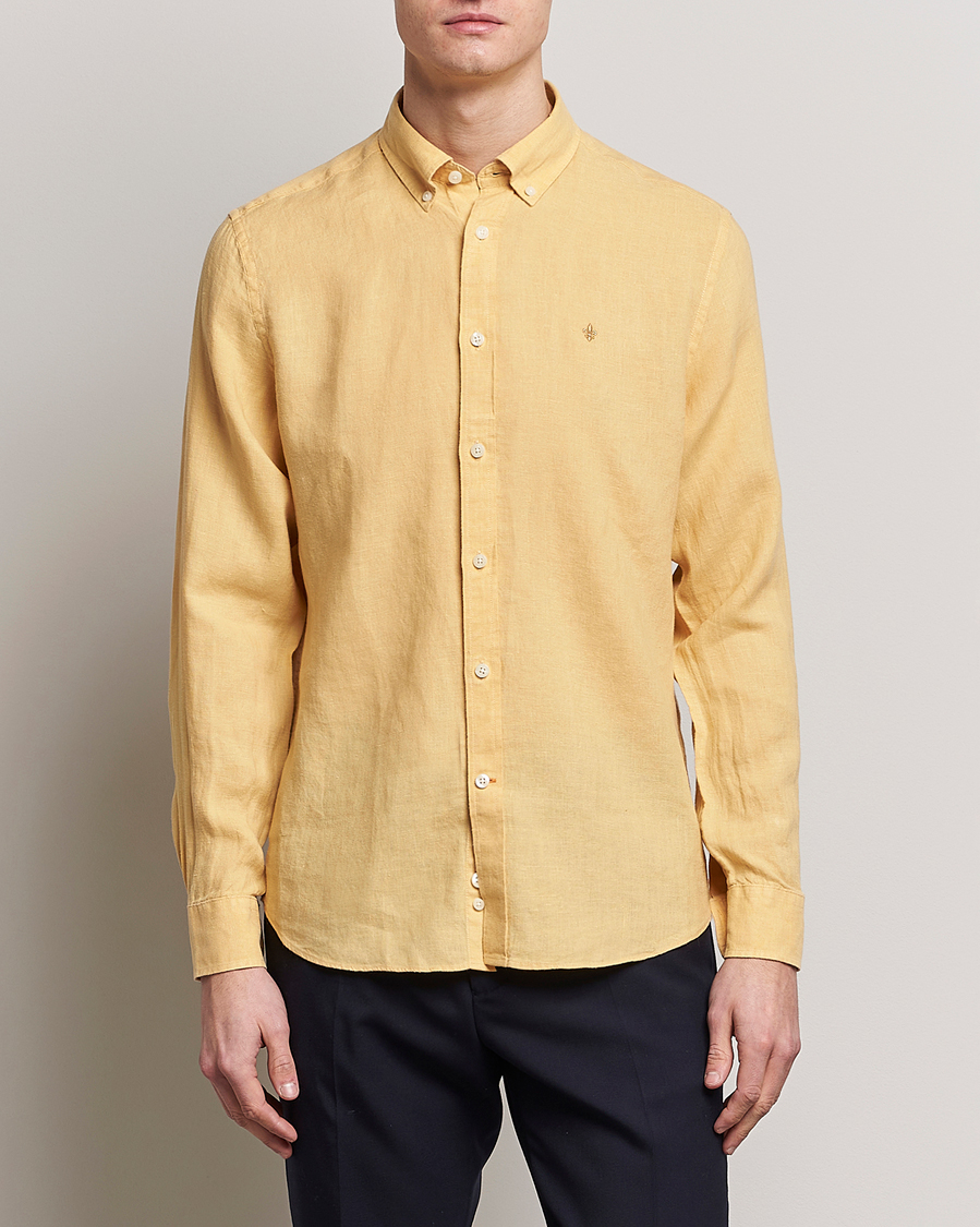 Herr | Skjortor | Morris | Douglas Linen Button Down Shirt Yellow