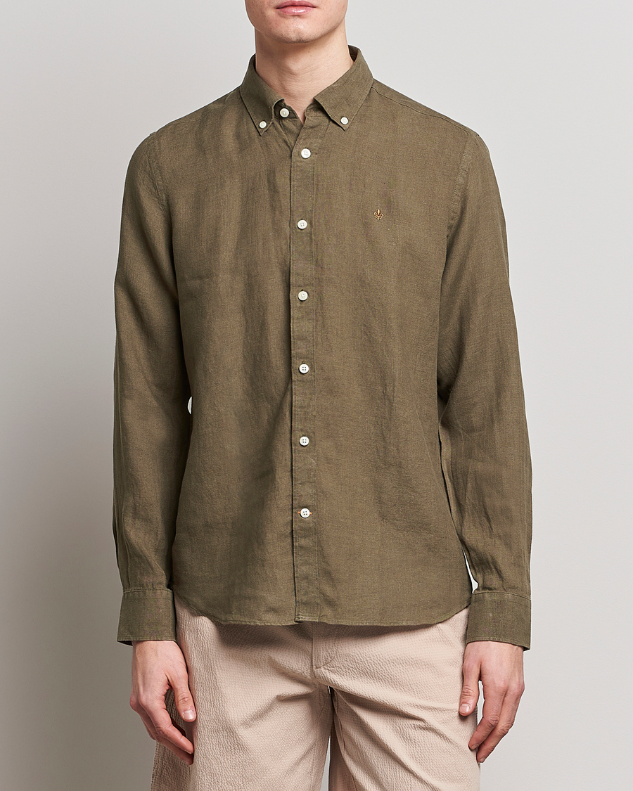 Herr | Udda kavaj | Morris | Douglas Linen Button Down Shirt Dark Green