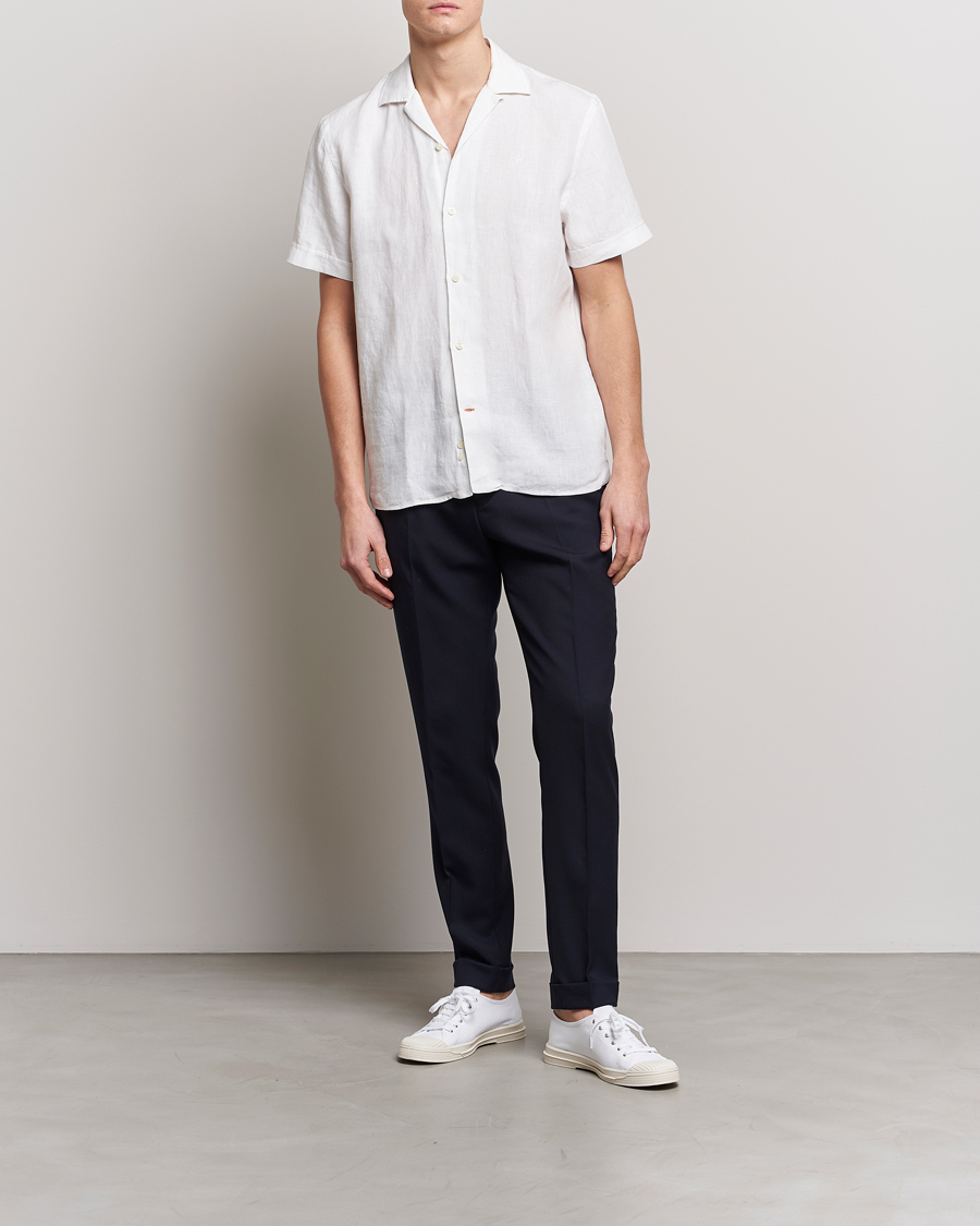 Herr | Skjortor | Morris | Douglas Linen Short Sleeve Shirt White