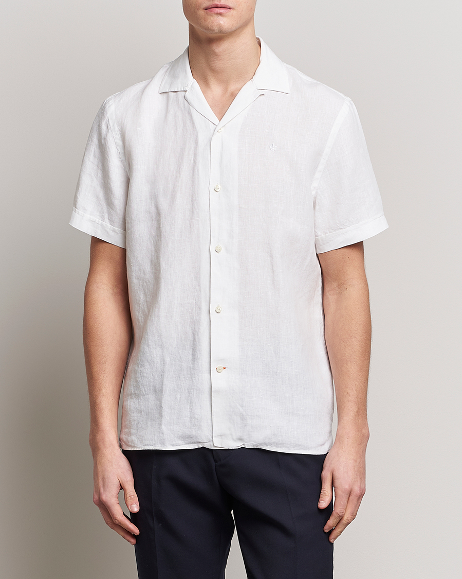 Herr | Skjortor | Morris | Douglas Linen Short Sleeve Shirt White