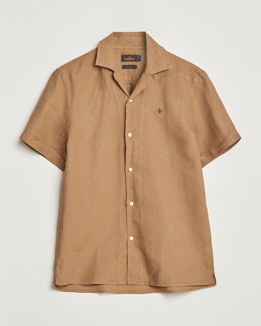 Herr | Skjortor | Morris | Douglas Linen Short Sleeve Shirt Khaki Brown