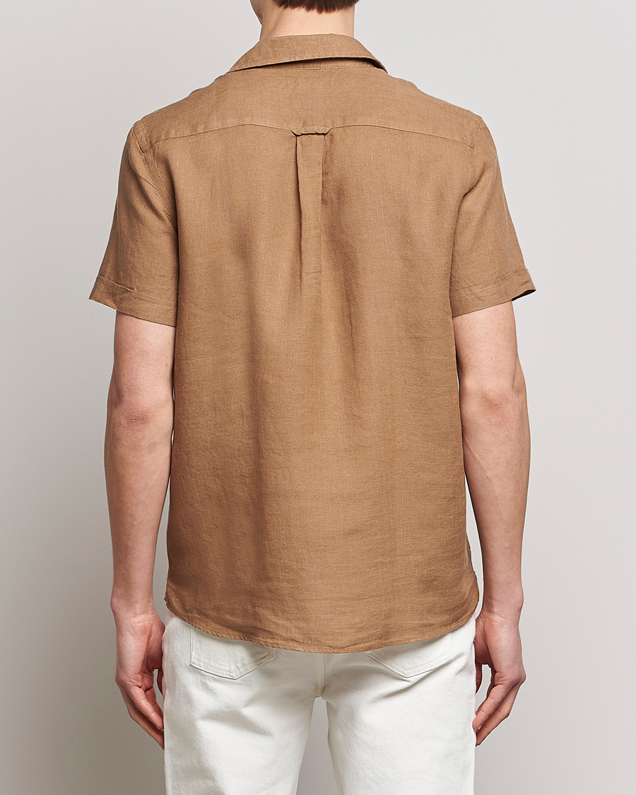 Herr | Skjortor | Morris | Douglas Linen Short Sleeve Shirt Khaki Brown
