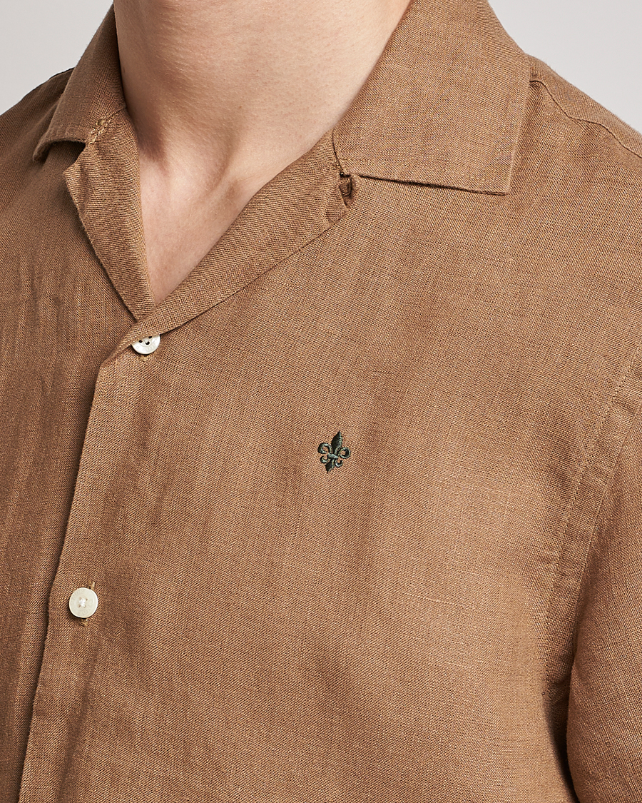 Herr | Skjortor | Morris | Douglas Linen Short Sleeve Shirt Khaki Brown