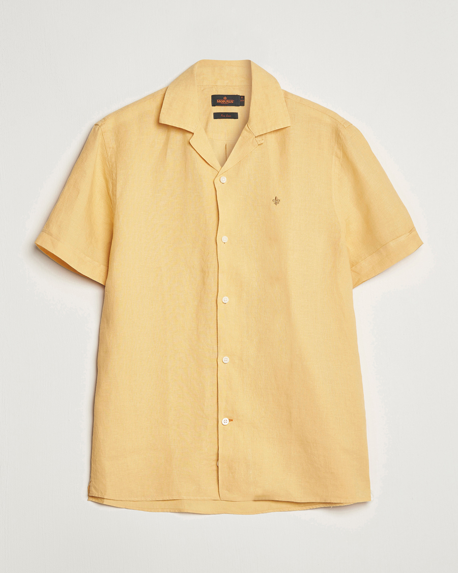 Herr | Skjortor | Morris | Douglas Linen Short Sleeve Shirt Yellow